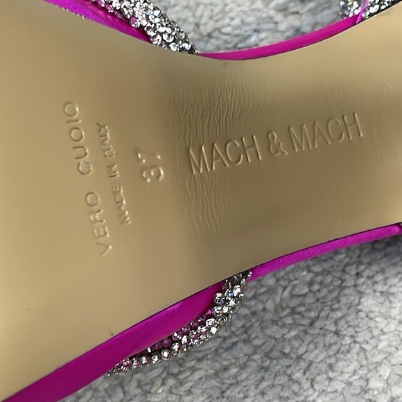 New Mach & Mach Double Bow Platform Crystal Sparkle Pointed Toe Heels Sz 37 - Picture 13 of 17